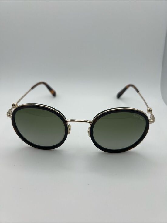 Moncler ML0195 Sunglasses 56R Havana Dark Green Pale Gold Temples Polarized main image 12